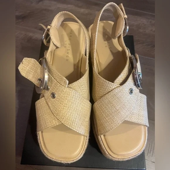 Marc Fisher Renda Slingback Espadrille Platform Wedge Sandal - Picture 2 of 5